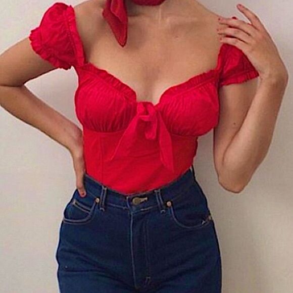 New I.AM.GIA Naomi Crop Top Corset Bustier Red - Picture 1 of 5